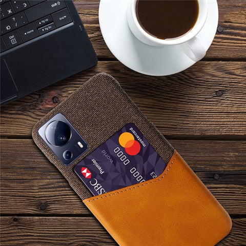 For Xiaomi Civi 2 5G / 12 Lite NE 5G Cloth Texture Phone Case PU Leather Coated PC Scratch-resistant Cell Phone Cover with Card Slot