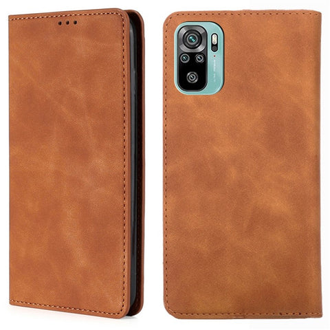 For Xiaomi Poco M5s 4G / Redmi Note 11 SE (India) 4G / Note 10 4G / Note 10S 4G PU Leather Cover, Viewing Stand Skin-touch Feeling Hidden Magnetic Adsorption Flip Case with Card Holder