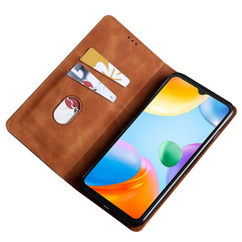 For Xiaomi Poco M5s 4G / Redmi Note 11 SE (India) 4G / Note 10 4G / Note 10S 4G PU Leather Cover, Viewing Stand Skin-touch Feeling Hidden Magnetic Adsorption Flip Case with Card Holder