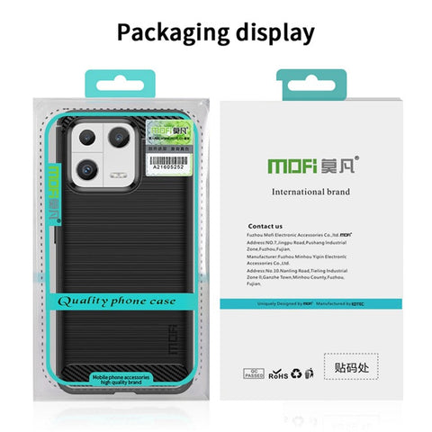 MOFI JK TPU Series-1 Phone Case for Xiaomi 13, Drop Proof Carbon Fiber Texture Soft TPU Brushed Phone Cover