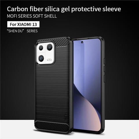 MOFI JK TPU Series-1 Phone Case for Xiaomi 13, Drop Proof Carbon Fiber Texture Soft TPU Brushed Phone Cover