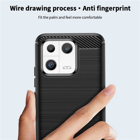 MOFI JK TPU Series-1 Phone Case for Xiaomi 13, Drop Proof Carbon Fiber Texture Soft TPU Brushed Phone Cover