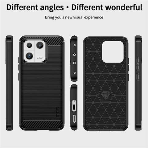 MOFI JK TPU Series-1 Phone Case for Xiaomi 13, Drop Proof Carbon Fiber Texture Soft TPU Brushed Phone Cover
