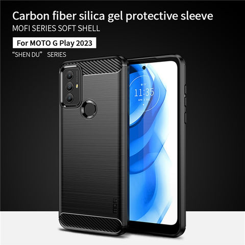 MOFI JK TPU Series-1 TPU Case for Motorola Moto G Play (2023) 4G , Carbon Fiber Texture Brushed Drop-Proof Cell Phone Cover