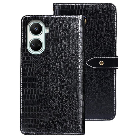 IDEWEI Magnetic Protective Cover for Huawei nova 10 SE 4G, Crocodile Texture PU Leather Wallet Folio Flip Phone Case with Stand Function