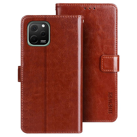 IDEWEI For Huawei nova Y61 4G Shock-absorbing PU Leather Flip Stand Wallet Cover Crazy Horse Texture Phone Protective Case