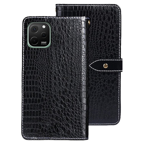 IDEWEI Magnetic Protective Cover for Huawei nova Y61 4G, Crocodile Texture Hands-free Stand PU Leather Wallet Folio Flip Phone Case