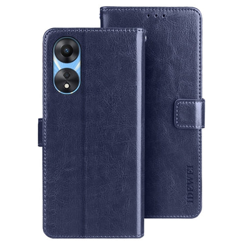 IDEWEI For Oppo A58 5G Protective Shell, PU Leather Flip Stand Wallet Cover Crazy Horse Texture Phone Case
