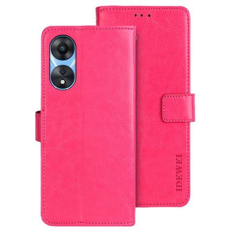IDEWEI For Oppo A58 5G Protective Shell, PU Leather Flip Stand Wallet Cover Crazy Horse Texture Phone Case