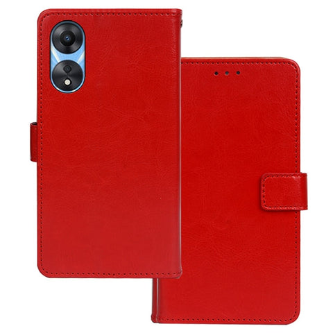 IDEWEI For Oppo A58 5G PU Leather Flip Cover, Wallet Feature Magnetic Closure Phone Case Crazy Horse Texture Shell with Stand