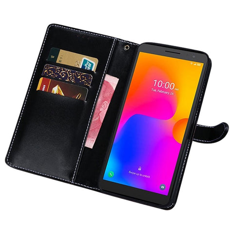 IDEWEI Magnetic Protective Cover for Alcatel 1 Ultra, Crocodile Texture Horizontal Stand PU Leather Wallet Folio Flip Phone Case