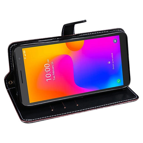 IDEWEI Magnetic Protective Cover for Alcatel 1 Ultra, Crocodile Texture Horizontal Stand PU Leather Wallet Folio Flip Phone Case