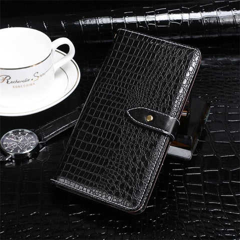 IDEWEI Magnetic Protective Cover for Alcatel 1 Ultra, Crocodile Texture Horizontal Stand PU Leather Wallet Folio Flip Phone Case