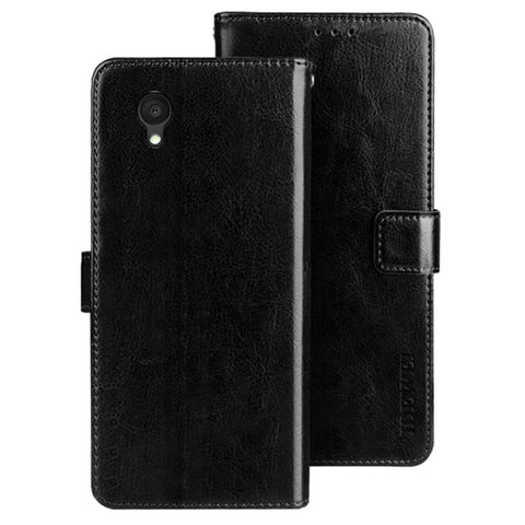 IDEWEI For Alcatel 1 Ultra Fully Wrapped PU Leather Flip Stand Wallet Cover Crazy Horse Texture Phone Protective Case
