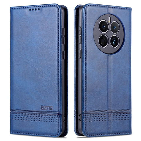 AZNS For Huawei Mate 50 4G Cowhide Texture Viewing Stand Phone Case PU Leather Magnetic Auto-absorbed Folio Flip Wallet Cover