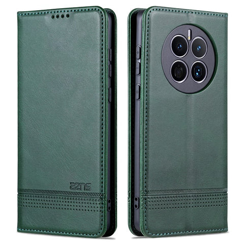 AZNS For Huawei Mate 50 4G Cowhide Texture Viewing Stand Phone Case PU Leather Magnetic Auto-absorbed Folio Flip Wallet Cover