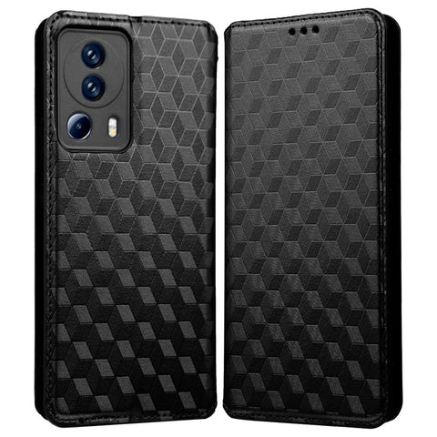For Xiaomi Civi 2 5G / 12 Lite NE 5G / 13 Lite Imprinted Rhombus Pattern Stand Wallet Fully Wrapped Phone Case PU Leather Magnetic Auto-absorbed Folio Flip Cover