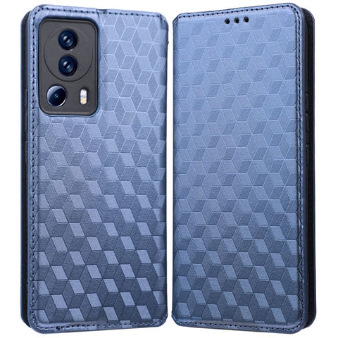 For Xiaomi Civi 2 5G / 12 Lite NE 5G / 13 Lite Imprinted Rhombus Pattern Stand Wallet Fully Wrapped Phone Case PU Leather Magnetic Auto-absorbed Folio Flip Cover