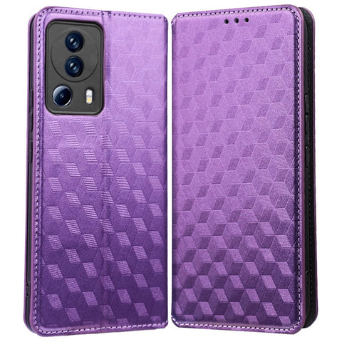 For Xiaomi Civi 2 5G / 12 Lite NE 5G / 13 Lite Imprinted Rhombus Pattern Stand Wallet Fully Wrapped Phone Case PU Leather Magnetic Auto-absorbed Folio Flip Cover