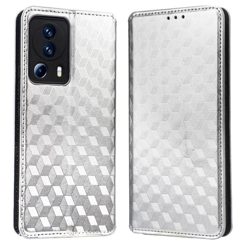 For Xiaomi Civi 2 5G / 12 Lite NE 5G / 13 Lite Imprinted Rhombus Pattern Stand Wallet Fully Wrapped Phone Case PU Leather Magnetic Auto-absorbed Folio Flip Cover
