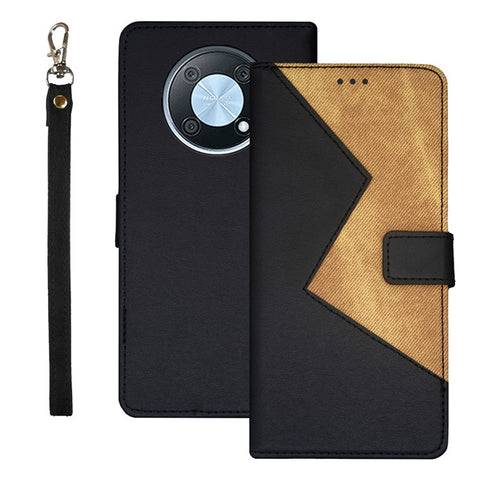 IDEWEI For Huawei nova Y90 4G Anti-fading Color Splicing Leather Magnetic Cover Phone Case with Card Slots and Wrist Strap