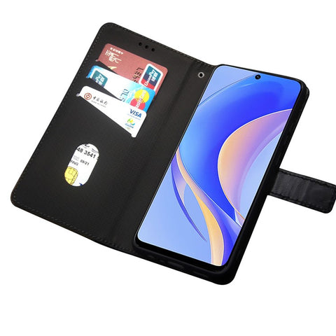 IDEWEI For Huawei nova Y90 4G Anti-fading Color Splicing Leather Magnetic Cover Phone Case with Card Slots and Wrist Strap