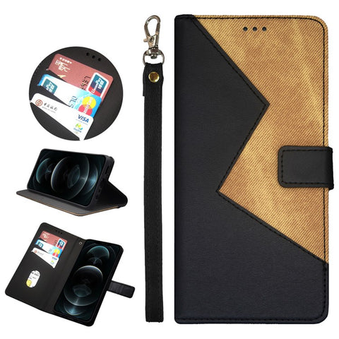 IDEWEI For Huawei nova Y90 4G Anti-fading Color Splicing Leather Magnetic Cover Phone Case with Card Slots and Wrist Strap