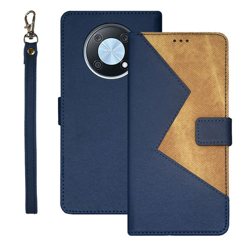 IDEWEI For Huawei nova Y90 4G Anti-fading Color Splicing Leather Magnetic Cover Phone Case with Card Slots and Wrist Strap