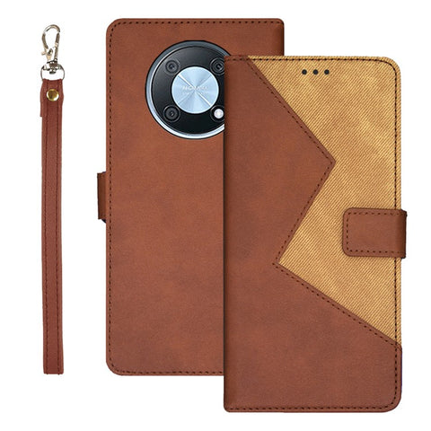IDEWEI For Huawei nova Y90 4G Anti-fading Color Splicing Leather Magnetic Cover Phone Case with Card Slots and Wrist Strap