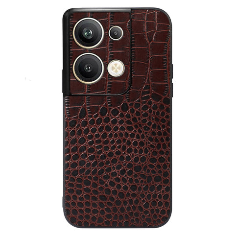 Crocodile Texture Phone Case For Oppo Reno9 Pro+ 5G, Genuine Cowhide Leather Coated PC+TPU Wear-resistant Back Cover