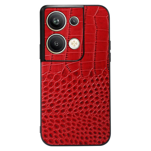 Crocodile Texture Phone Case For Oppo Reno9 Pro+ 5G, Genuine Cowhide Leather Coated PC+TPU Wear-resistant Back Cover