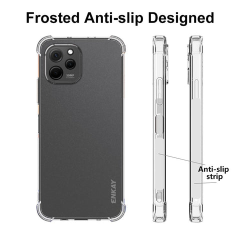 ENKAY HAT PRINCE Anti-slip Strip Edge Clear Case for Huawei nova Y61 4G, Thickened Corners Shockproof TPU Cell Phone Cover