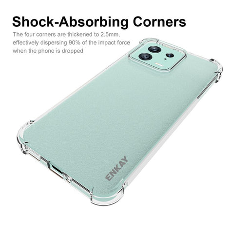 ENKAY HAT PRINCE Mobile Phone Case for Xiaomi 13, Thickened Corners Flexible TPU Phone Cover Anti-slip Strip Edge Clear Phone Shell
