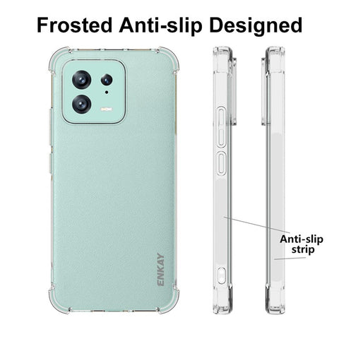ENKAY HAT PRINCE Mobile Phone Case for Xiaomi 13, Thickened Corners Flexible TPU Phone Cover Anti-slip Strip Edge Clear Phone Shell