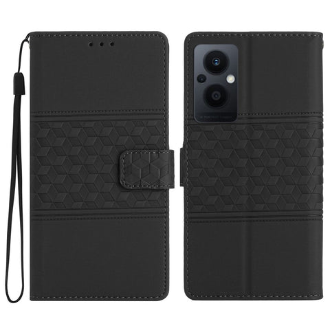 PU Leather Retro Imprinted Pattern Phone Cover for Oppo Reno8 Lite 5G / Reno7 Z 5G, Flip Wallet Stand Shockproof Phone Case with Strap