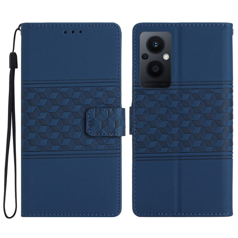 PU Leather Retro Imprinted Pattern Phone Cover for Oppo Reno8 Lite 5G / Reno7 Z 5G, Flip Wallet Stand Shockproof Phone Case with Strap