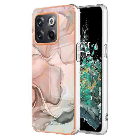 For OnePlus 10T 5G / Ace Pro 5G YB IMD Series-16 Style E Marble Pattern Phone Case 2.0mm TPU Electroplating Frame Protective IMD Cover