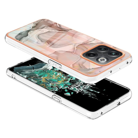 For OnePlus 10T 5G / Ace Pro 5G YB IMD Series-16 Style E Marble Pattern Phone Case 2.0mm TPU Electroplating Frame Protective IMD Cover