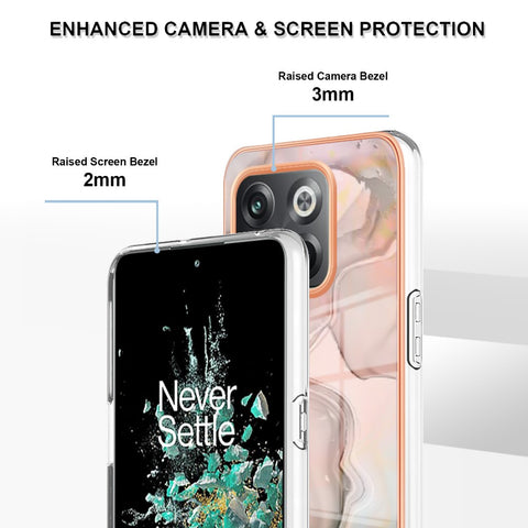 For OnePlus 10T 5G / Ace Pro 5G YB IMD Series-16 Style E Marble Pattern Phone Case 2.0mm TPU Electroplating Frame Protective IMD Cover