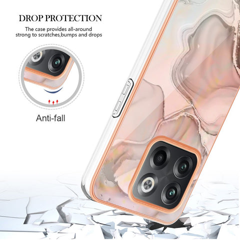 For OnePlus 10T 5G / Ace Pro 5G YB IMD Series-16 Style E Marble Pattern Phone Case 2.0mm TPU Electroplating Frame Protective IMD Cover