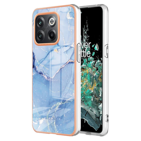 For OnePlus 10T 5G / Ace Pro 5G YB IMD Series-16 Style E Marble Pattern Phone Case 2.0mm TPU Electroplating Frame Protective IMD Cover