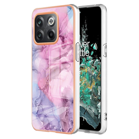 For OnePlus 10T 5G / Ace Pro 5G YB IMD Series-16 Style E Marble Pattern Phone Case 2.0mm TPU Electroplating Frame Protective IMD Cover