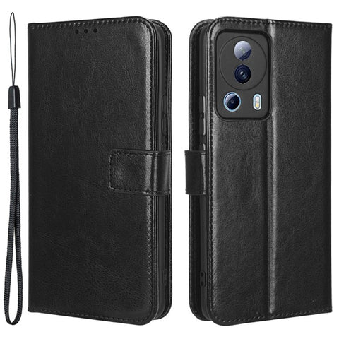 For Xiaomi Civi 2 5G / 12 Lite NE 5G / 13 Lite PU Leather Flip Protective Case Crazy Horse Texture Wallet Magnetic Phone Cover with Strap
