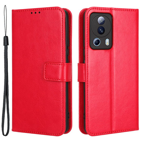 For Xiaomi Civi 2 5G / 12 Lite NE 5G / 13 Lite PU Leather Flip Protective Case Crazy Horse Texture Wallet Magnetic Phone Cover with Strap