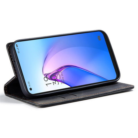 CASEME 013 Series for Oppo Reno8 5G (Global Version) PU Leather Drop-proof Wallet Case Magnetic Auto-absorbed Phone Stand Case