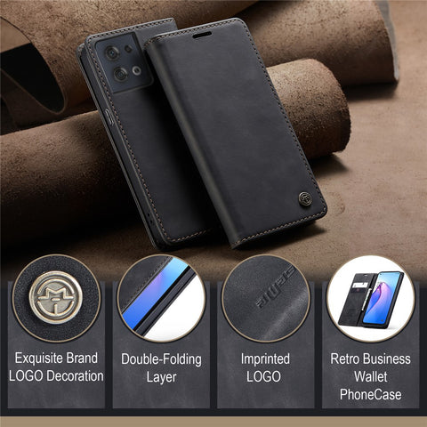 CASEME 013 Series for Oppo Reno8 5G (Global Version) PU Leather Drop-proof Wallet Case Magnetic Auto-absorbed Phone Stand Case
