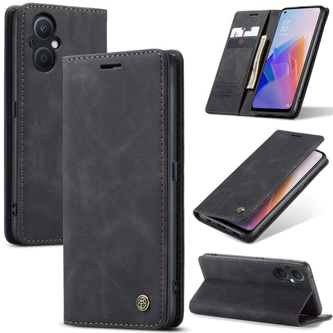 CASEME 013 Series for Oppo A96 5G / Reno7 Z 5G (Global Version)//Reno7 Lite 5G (Global Version) / Reno8 Lite 5G (Global Version) / F21 Pro 5G (Global Version) / Reno8 Z 5G (Global Version) Leather Wallet Phone Stand Case