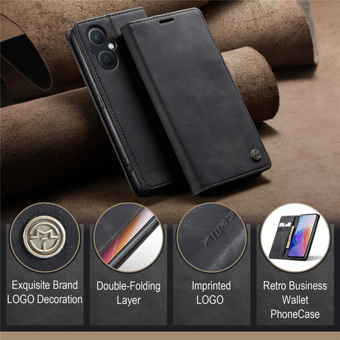 CASEME 013 Series for Oppo A96 5G / Reno7 Z 5G (Global Version)//Reno7 Lite 5G (Global Version) / Reno8 Lite 5G (Global Version) / F21 Pro 5G (Global Version) / Reno8 Z 5G (Global Version) Leather Wallet Phone Stand Case
