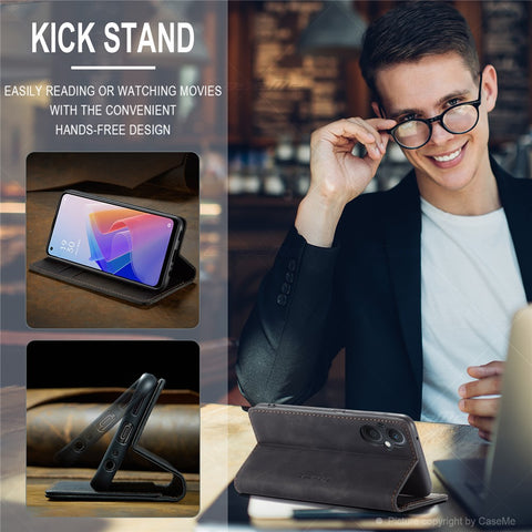 CASEME 013 Series for Oppo A96 5G / Reno7 Z 5G (Global Version)//Reno7 Lite 5G (Global Version) / Reno8 Lite 5G (Global Version) / F21 Pro 5G (Global Version) / Reno8 Z 5G (Global Version) Leather Wallet Phone Stand Case