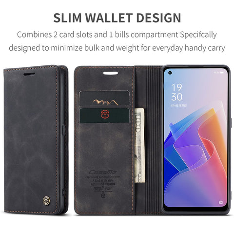 CASEME 013 Series for Oppo A96 5G / Reno7 Z 5G (Global Version)//Reno7 Lite 5G (Global Version) / Reno8 Lite 5G (Global Version) / F21 Pro 5G (Global Version) / Reno8 Z 5G (Global Version) Leather Wallet Phone Stand Case